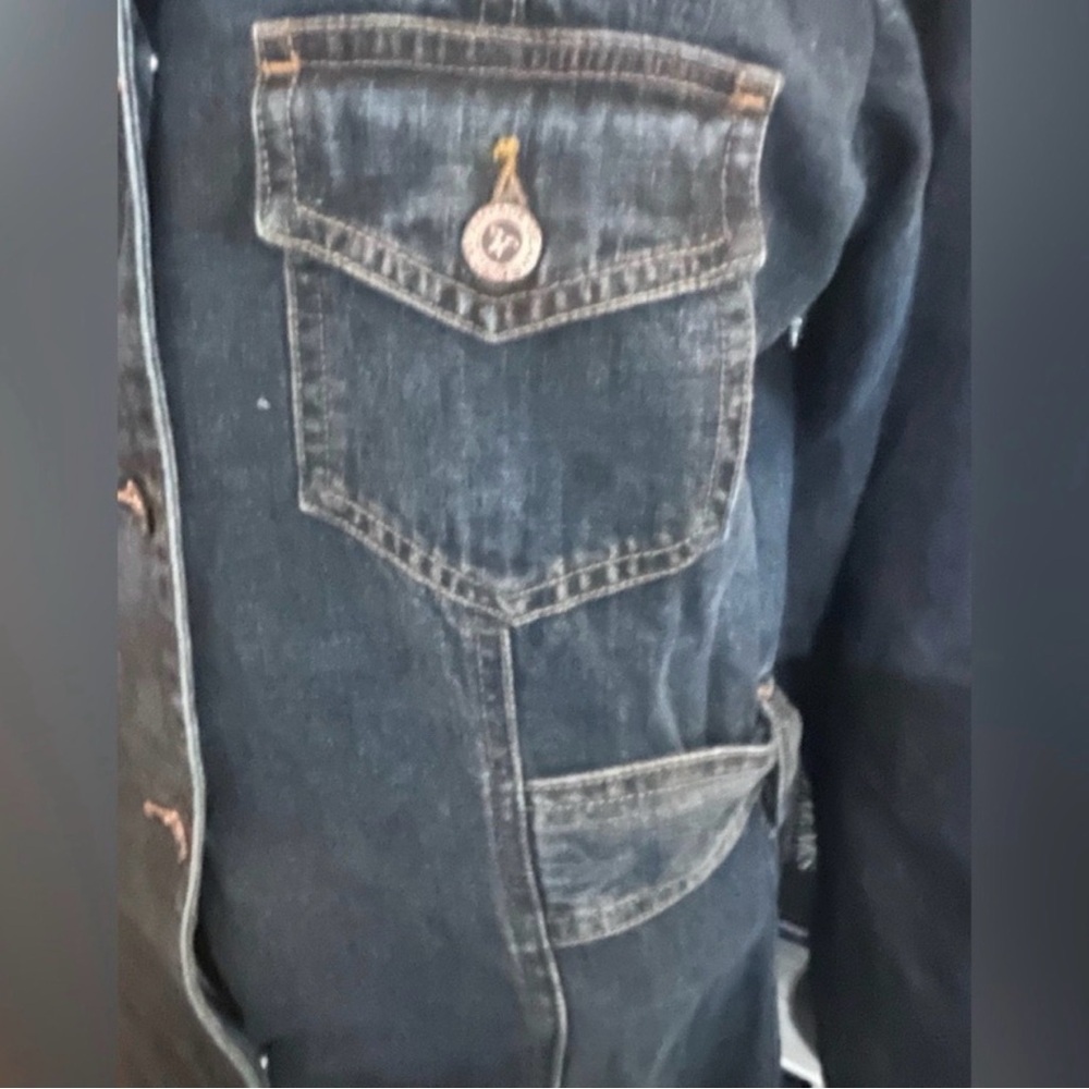 Vintage Rampage Dark blue wash  Denim maxi jacket. Brass logo buttons.medium - Picture 11 of 15